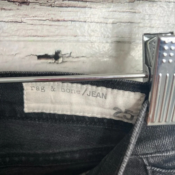 Rag & Bone Rock w/ Holes Skinny Jeans Women's Size 25 Black Distressed Stretch - Picture 7 of 9
